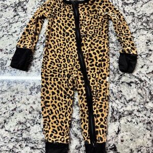 Little Sleepies Black and Tan Leopard Kids Zippie 0-3 Months